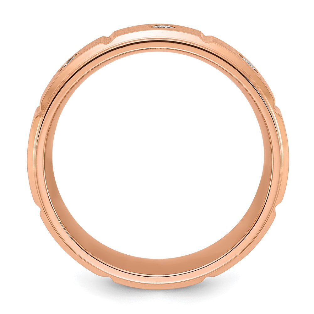Chisel Titanium Brushed and Polished Rose IP-plated with CZ 8mm Band