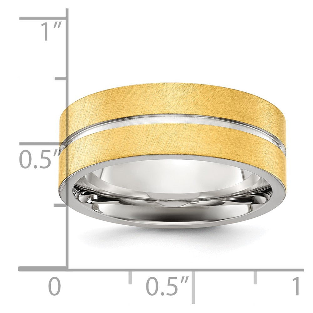 Chisel Titanium Brushed and Polished Yellow IP-plated 8mm Band