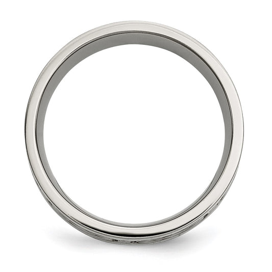 Chisel Titanium Polished with Sterling Silver Inlay Celtic Knot 8mm Flat Band