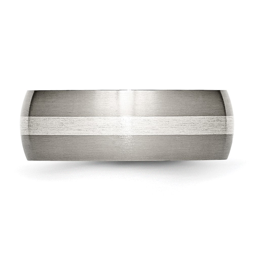 Titanium Sterling Silver Inlay 8mm Brushed Band