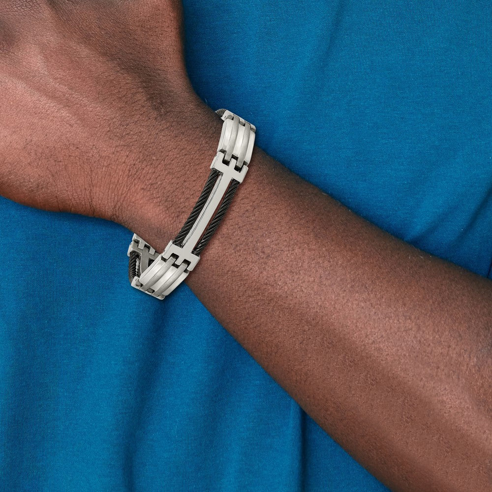 Chisel Titanium Brushed and Polished Black IP-plated 8.5 inch Bracelet