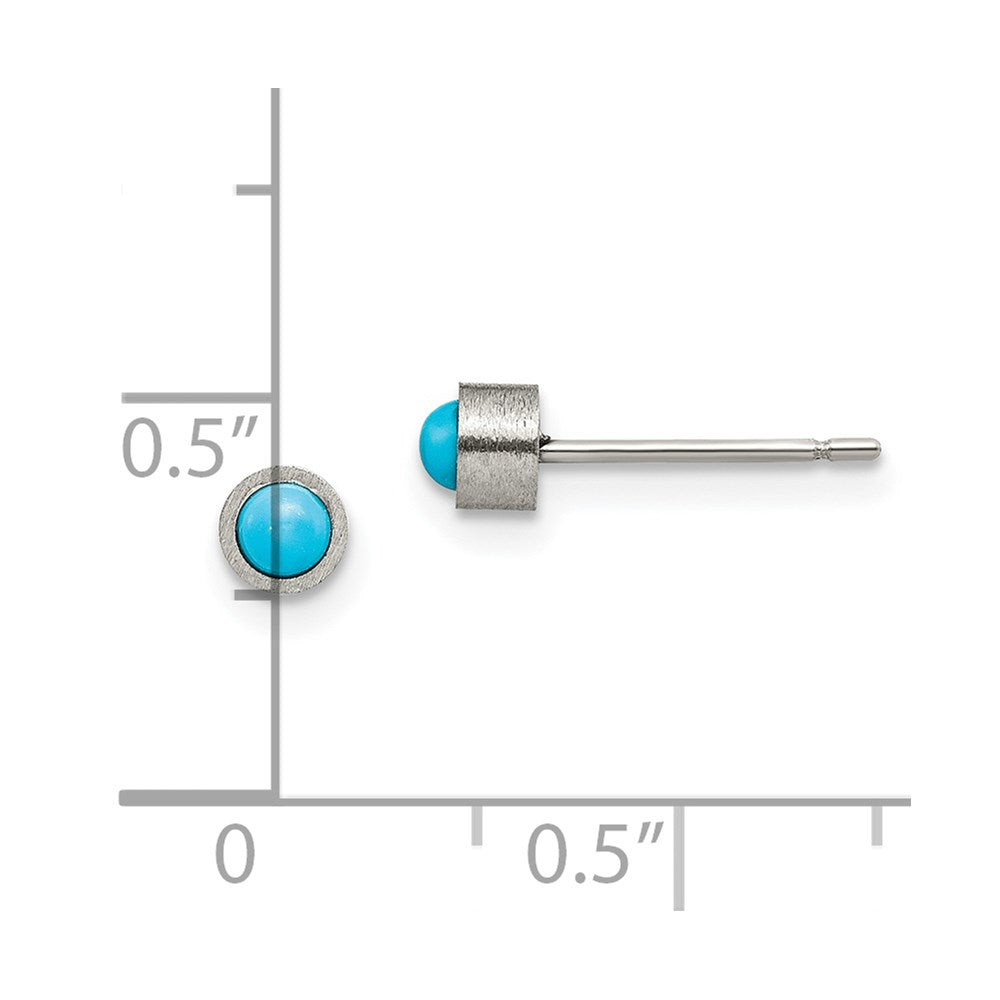 Chisel Titanium Brushed Turquoise 4mm Stud Earrings