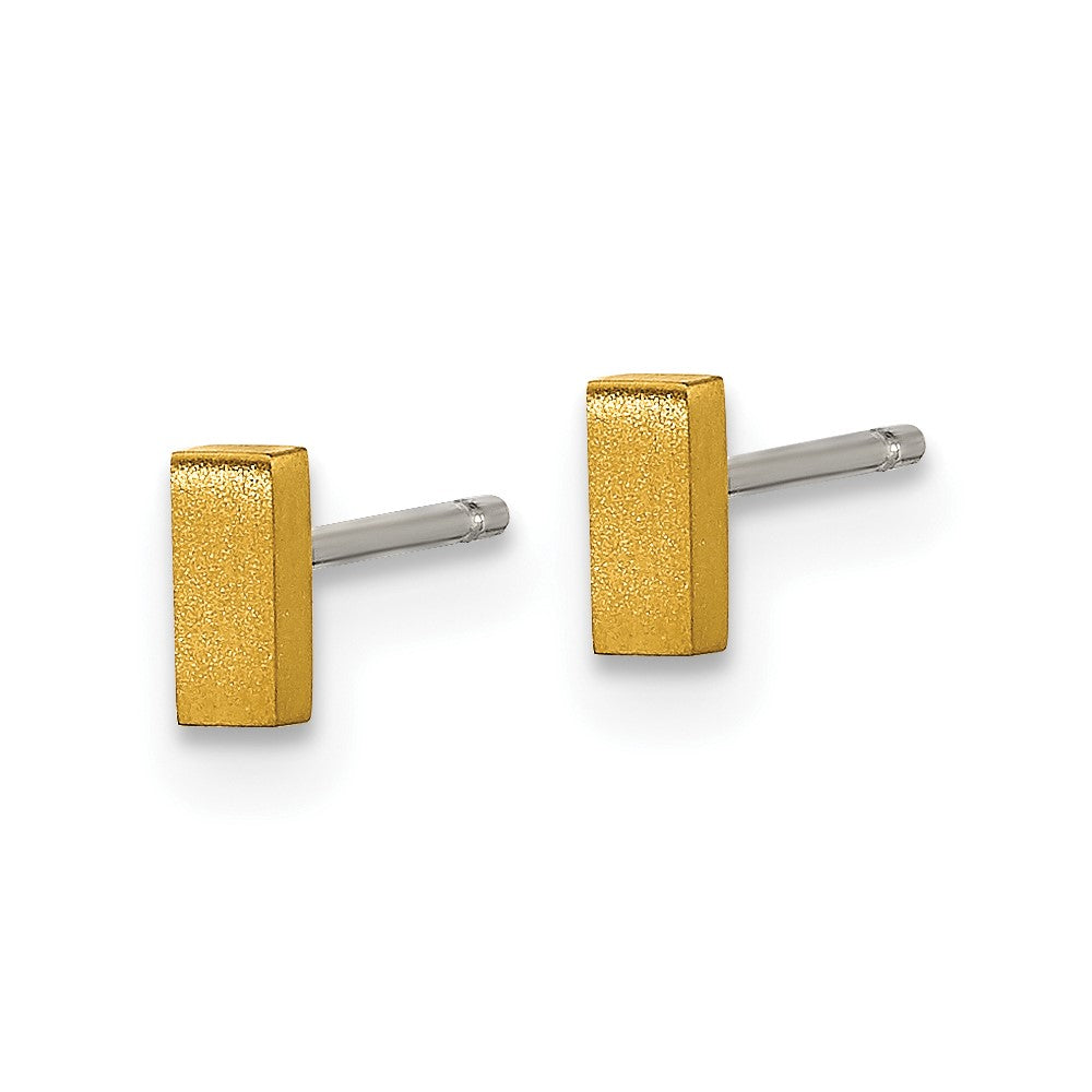 Chisel Titanium Brushed Yellow IP-plated Rectangle Post Earrings
