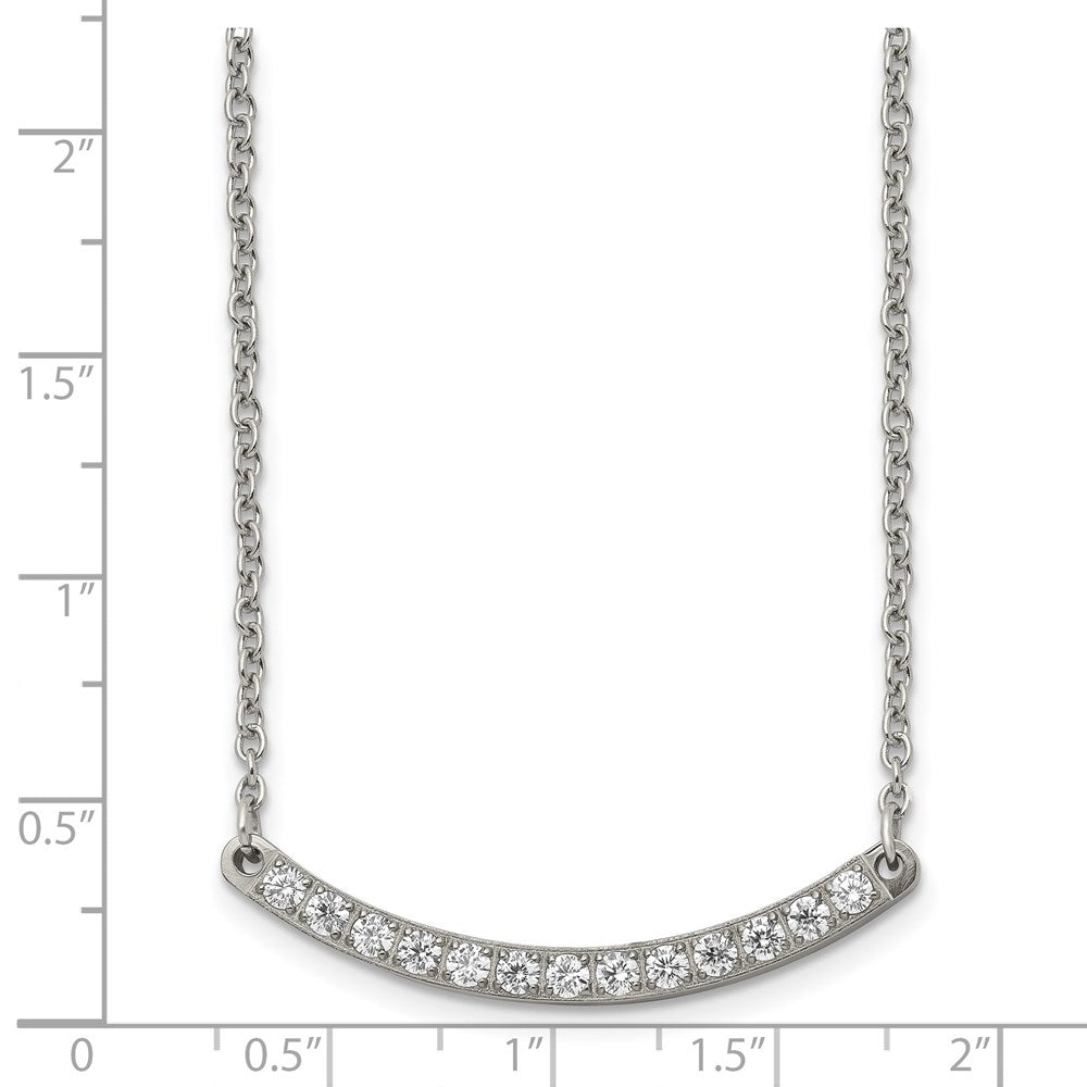 Chisel Titanium Polished with CZ Bar 20.5 inch Necklace