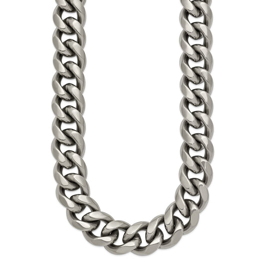 Titanium Polished 14.50mm Curb 24in Necklace