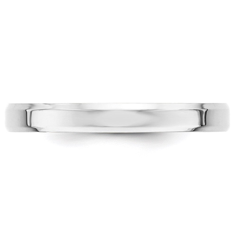 14k White Gold 3mm Beveled Edge Comfort Fit Wedding Band Size 10.5