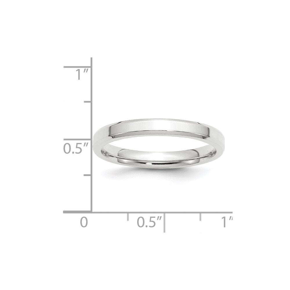 14k White Gold 3mm Beveled Edge Comfort Fit Wedding Band Size 10.5