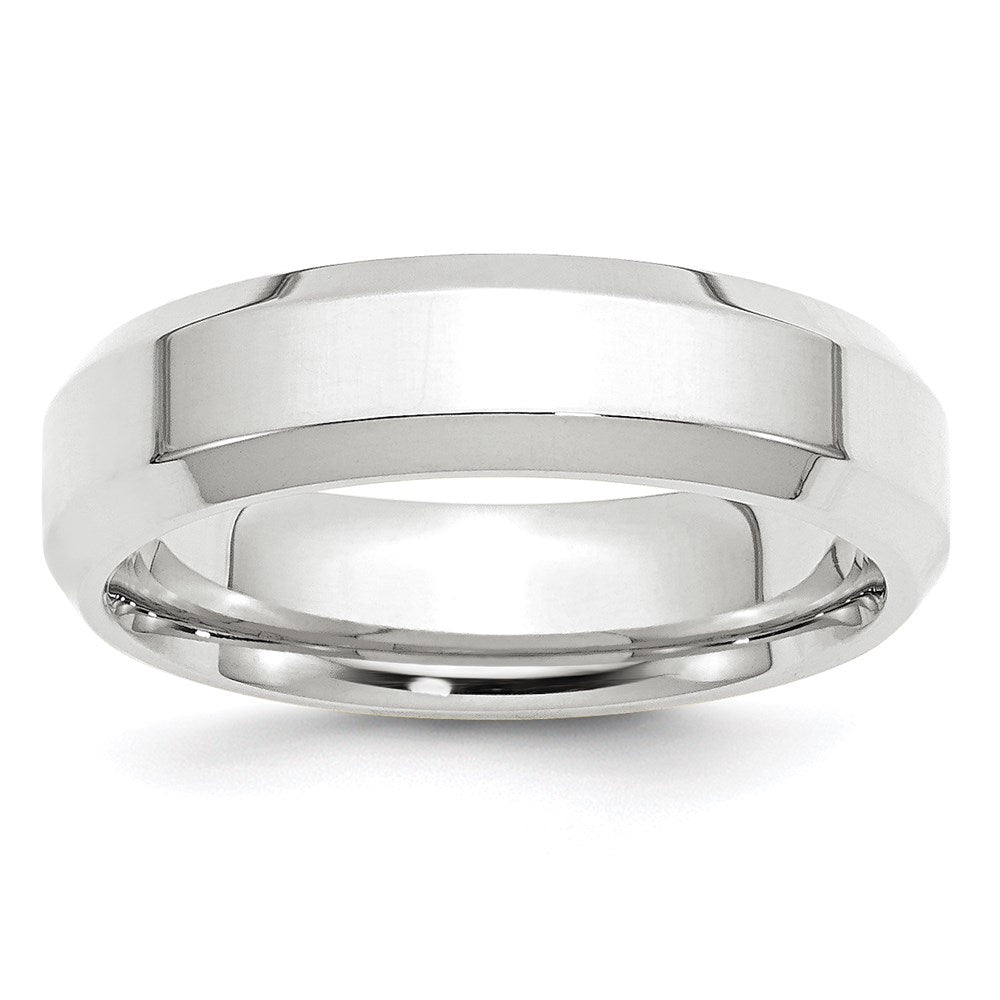 14k White Gold 6mm Beveled Edge Comfort Fit Wedding Band Size 11.5