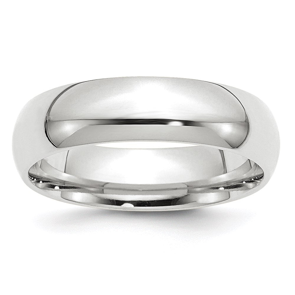 14k White Gold 6mm Standard Weight Comfort Fit Wedding Band Size 10.5