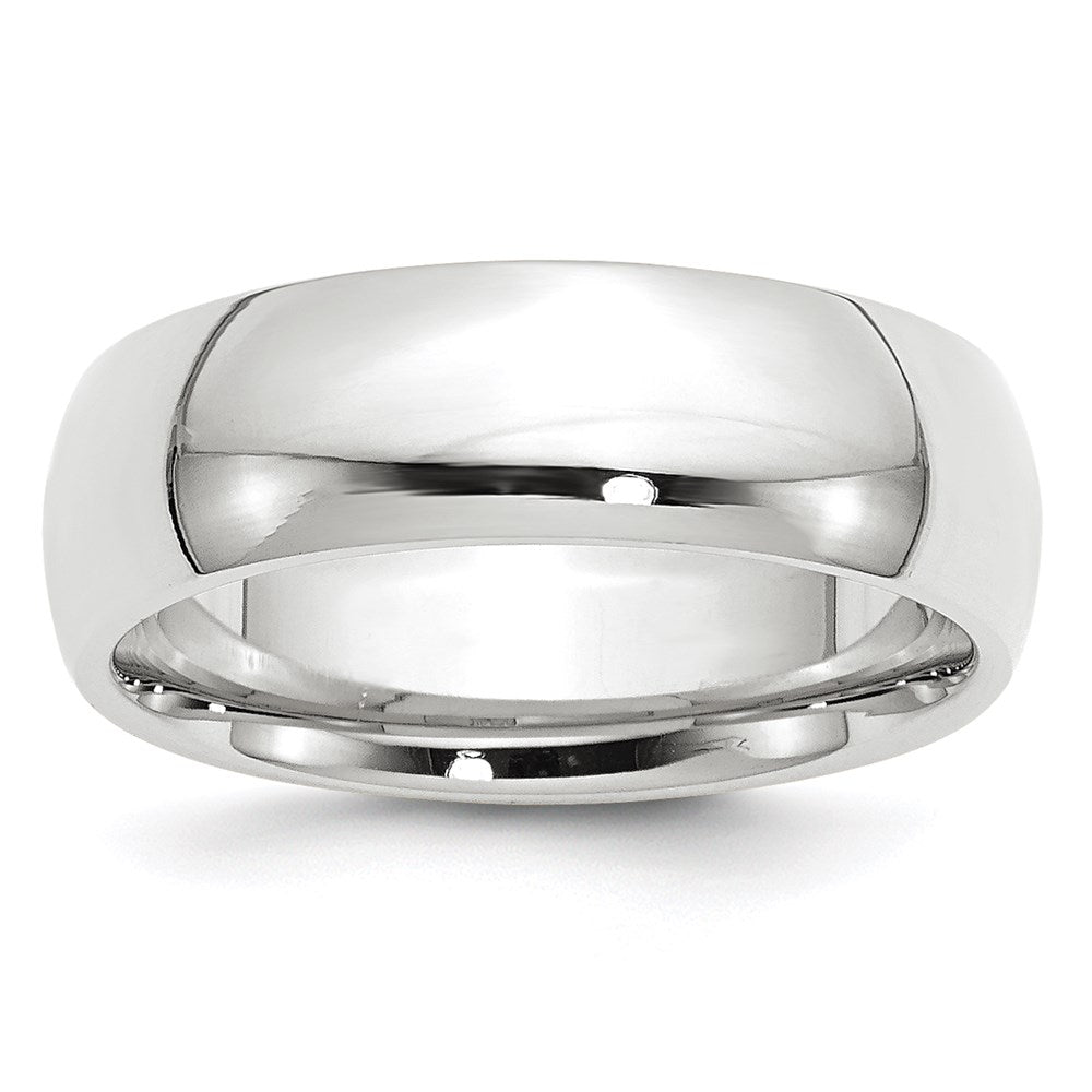 14k White Gold 7mm Standard Weight Comfort Fit Wedding Band Size 4.5