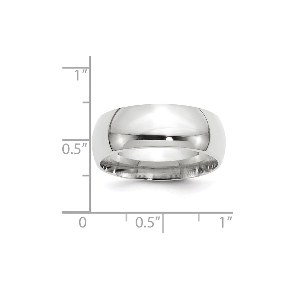 14k White Gold 8mm Standard Weight Comfort Fit Wedding Band Size 9