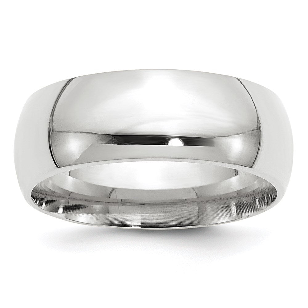 14k White Gold 8mm Standard Weight Comfort Fit Wedding Band Size 4.5