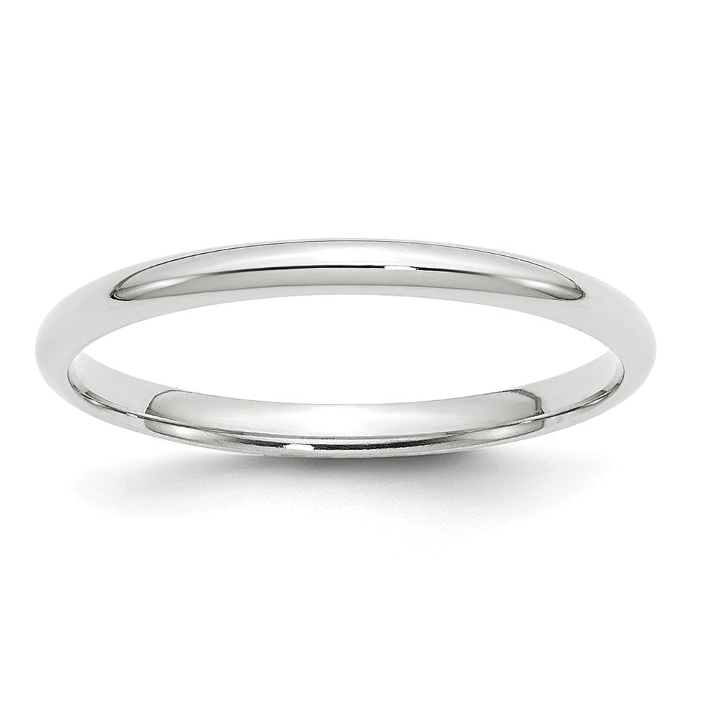 14k White Gold 2mm Lightweight Comfort Fit Wedding Band Size 8.5