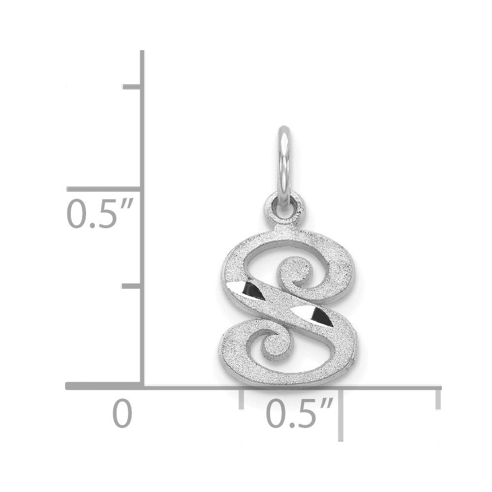 14KW Diamond-cut Letter S Initial Charm