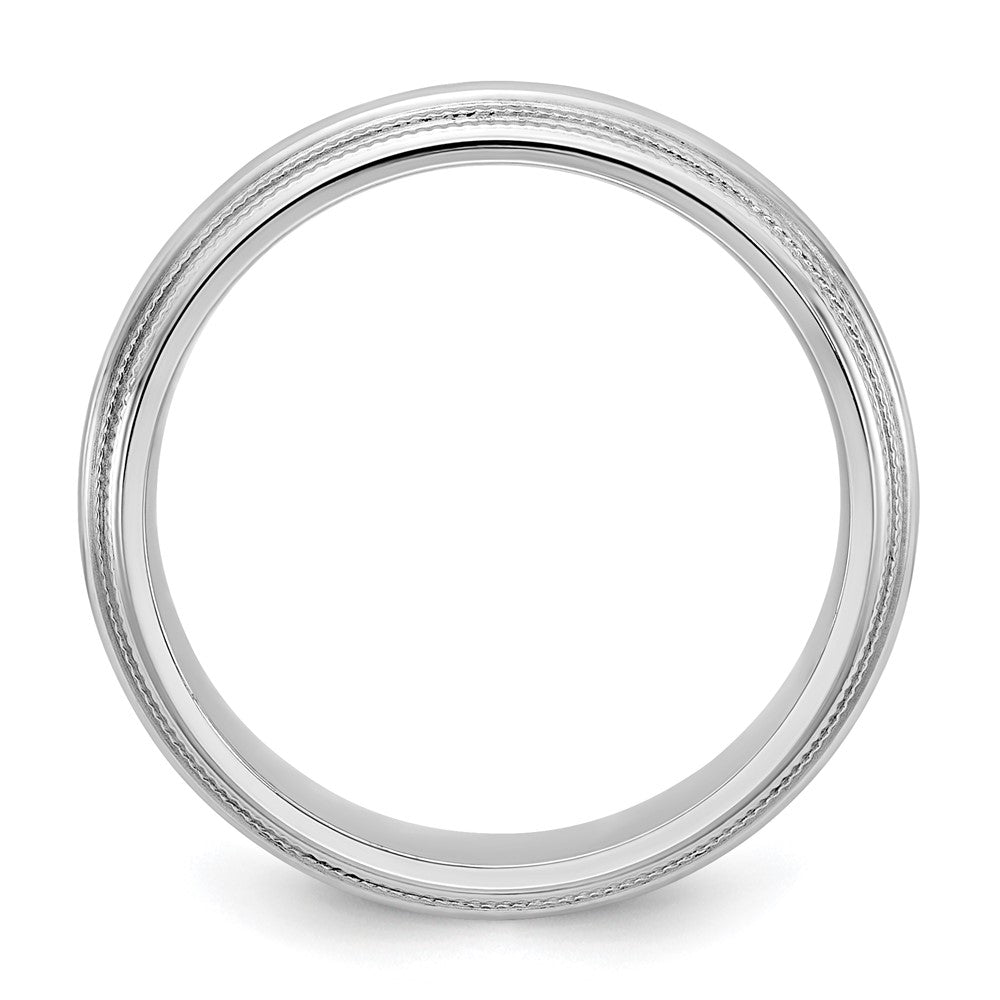 10k White Gold 5mm Double Milgrain Comfort Fit Wedding Band Size 11