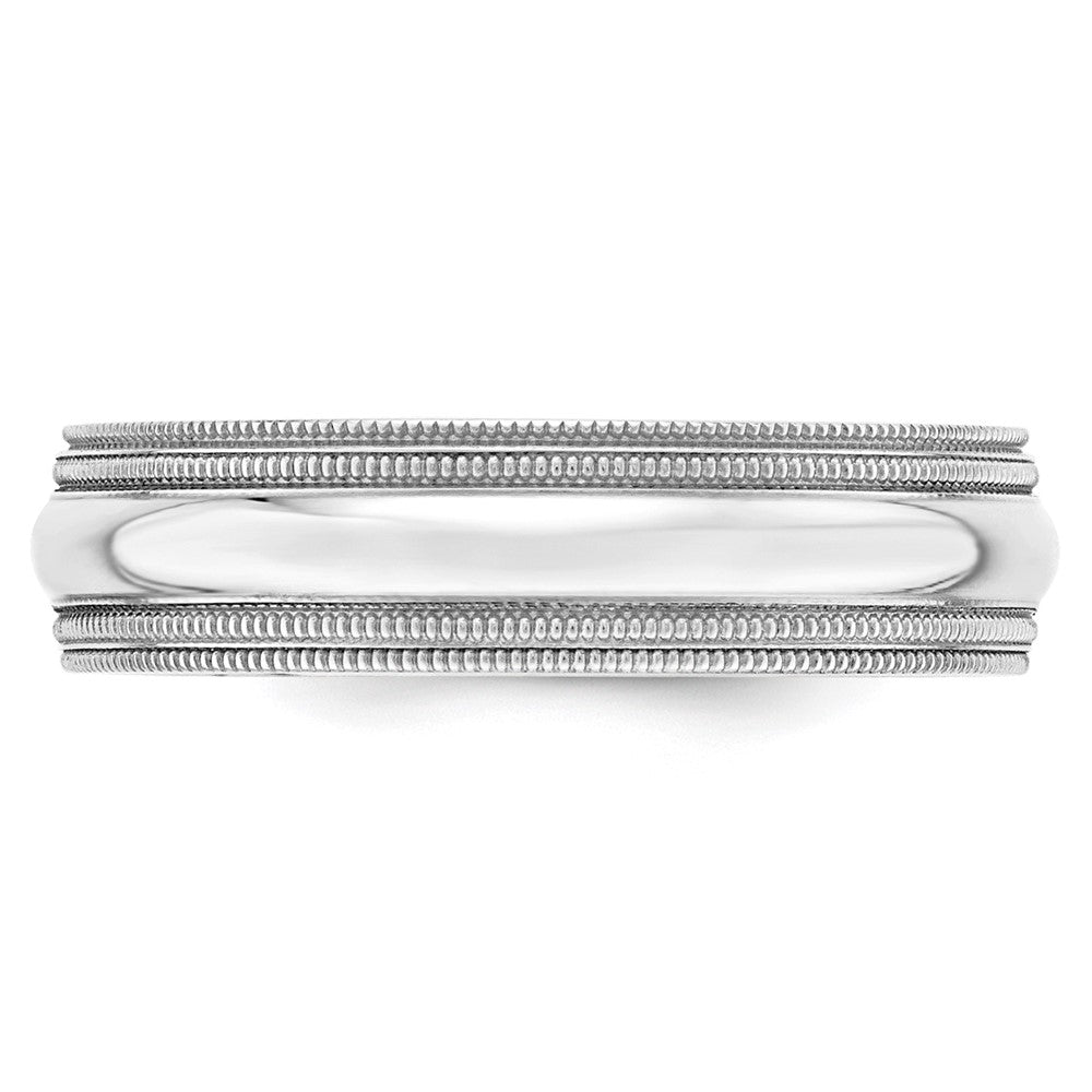 14k White Gold 6mm Double Milgrain Comfort Fit Wedding Band Size 11.5