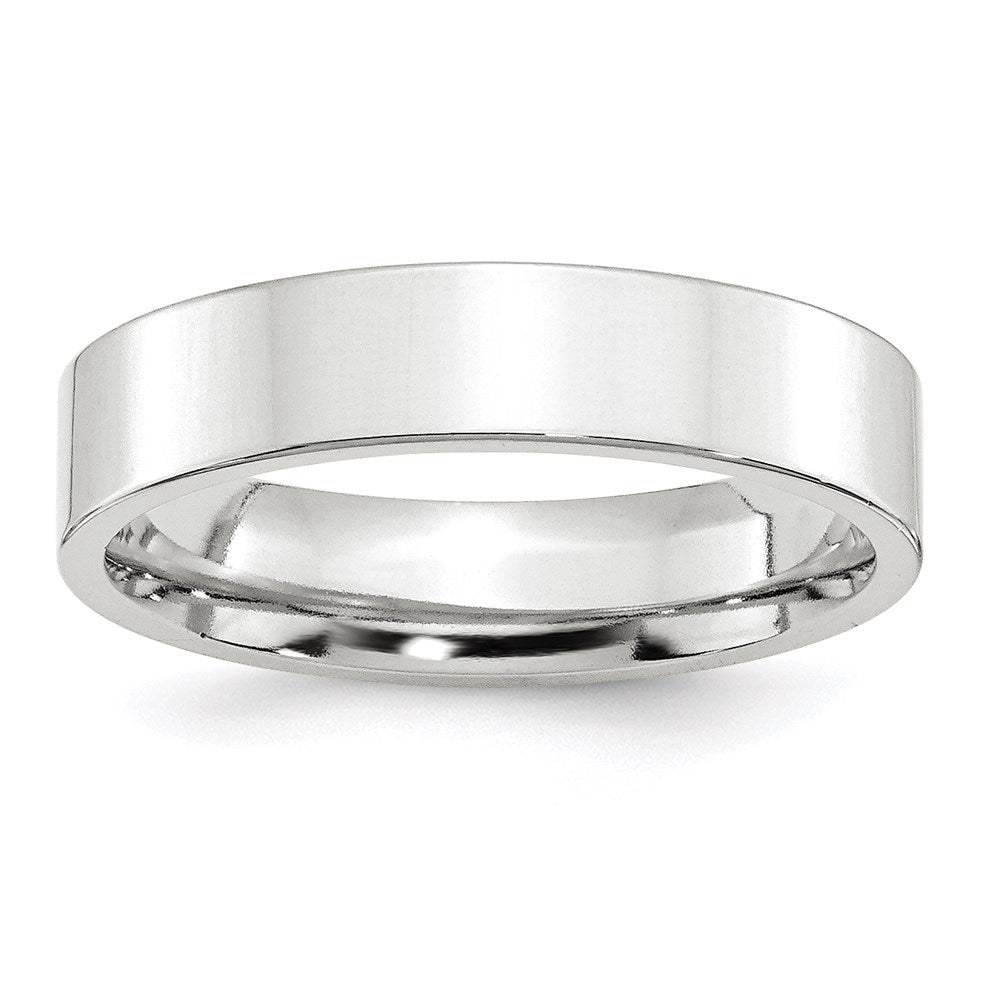 14k White Gold 5mm Standard Weight Flat Comfort Fit Wedding Band Size 11