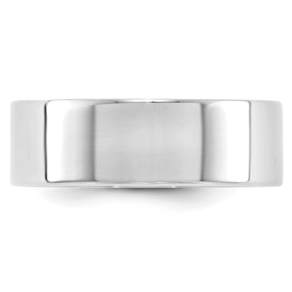 14k White Gold 7mm Lightweight Flat Wedding Band Size 7