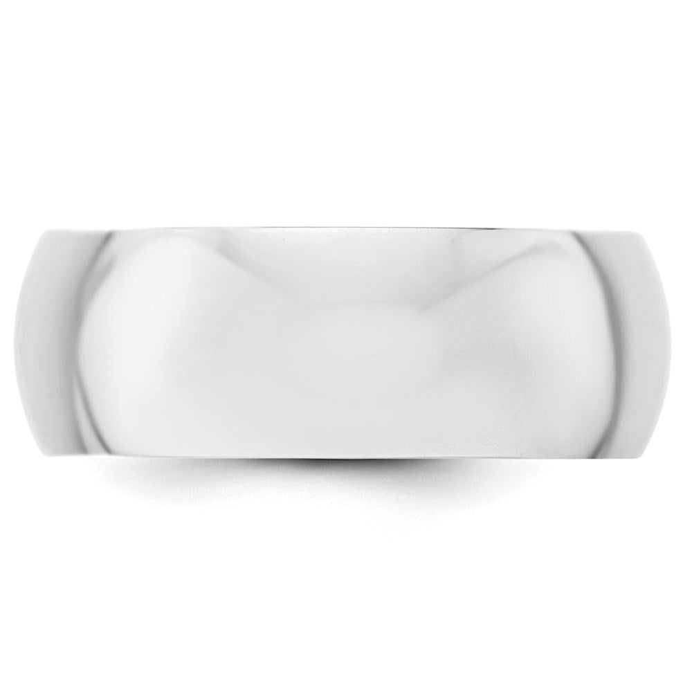 14k White Gold 8mm Half-Round Wedding Band Size 7