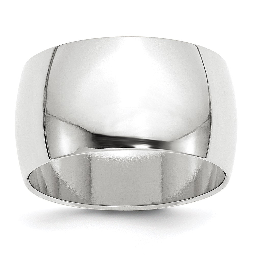 14k White Gold 12mm Half-Round Wedding Band Size 12