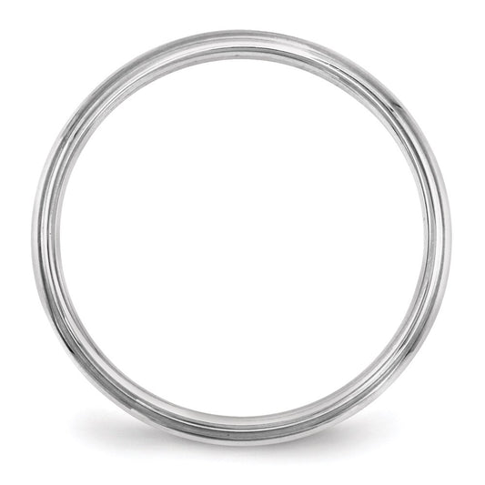 14k White Gold 2.5mm Half Round with Edge Wedding Band Size 7.5