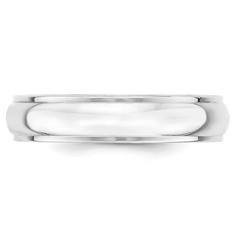 14k White Gold 5mm Half Round with Edge Wedding Band Size 9