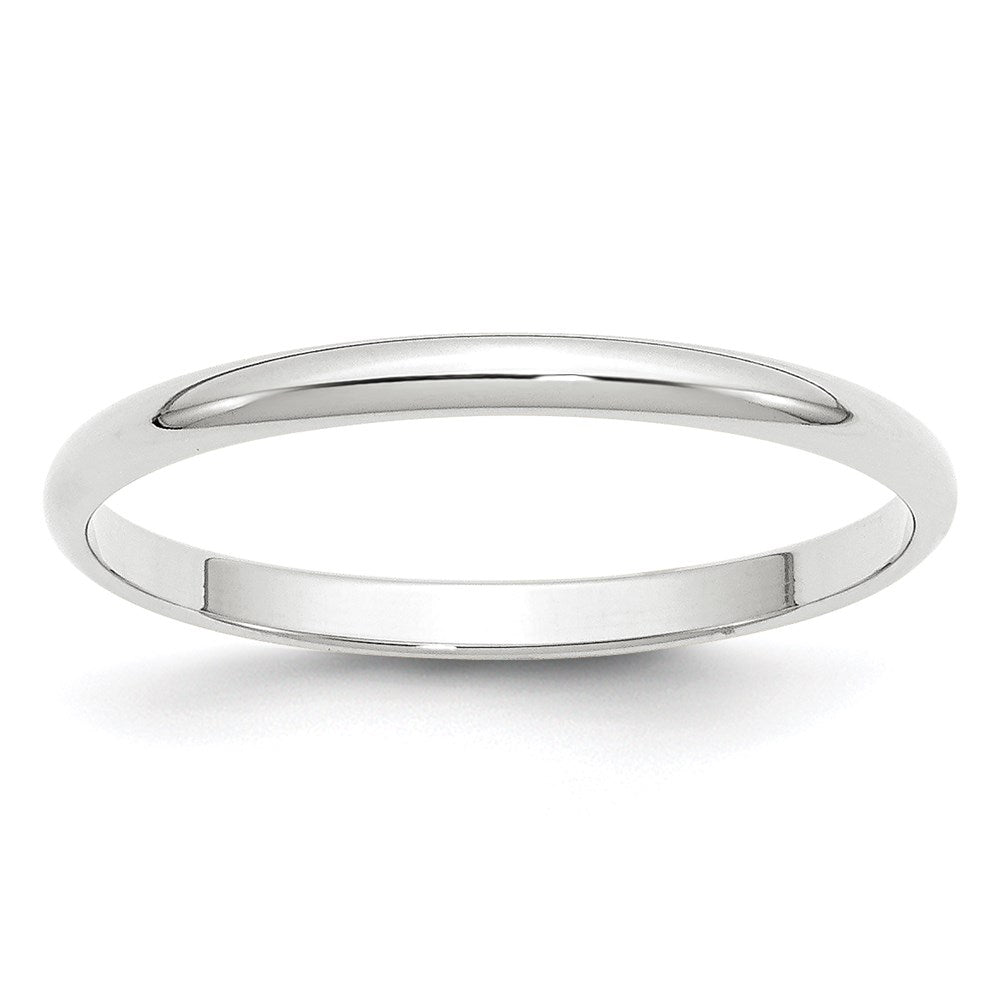 14k White Gold 2mm Lightweight Half Round Wedding Band Size 12.5