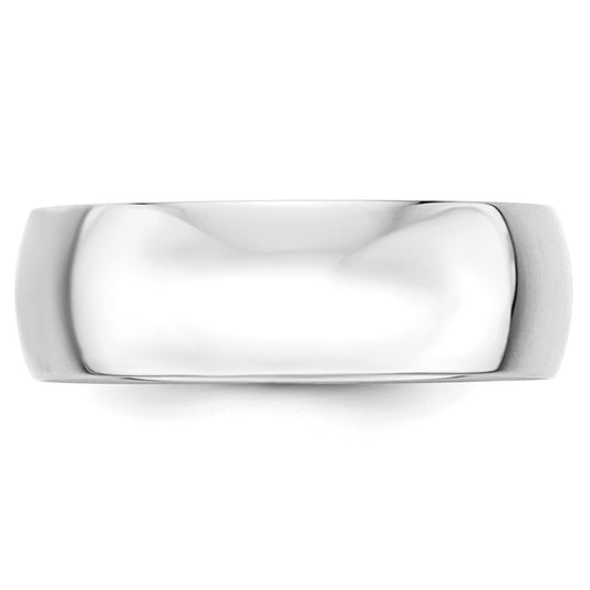14k White Gold 7mm Lightweight Half Round Wedding Band Size 10