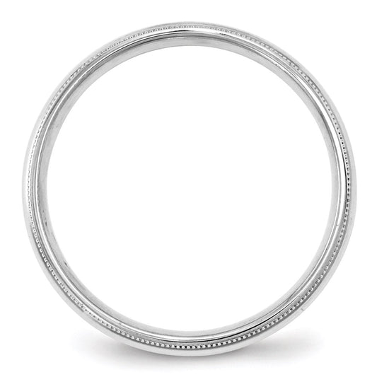 14k White Gold 4mm Milgrain Half Round Comfort Fit Wedding Band Size 6
