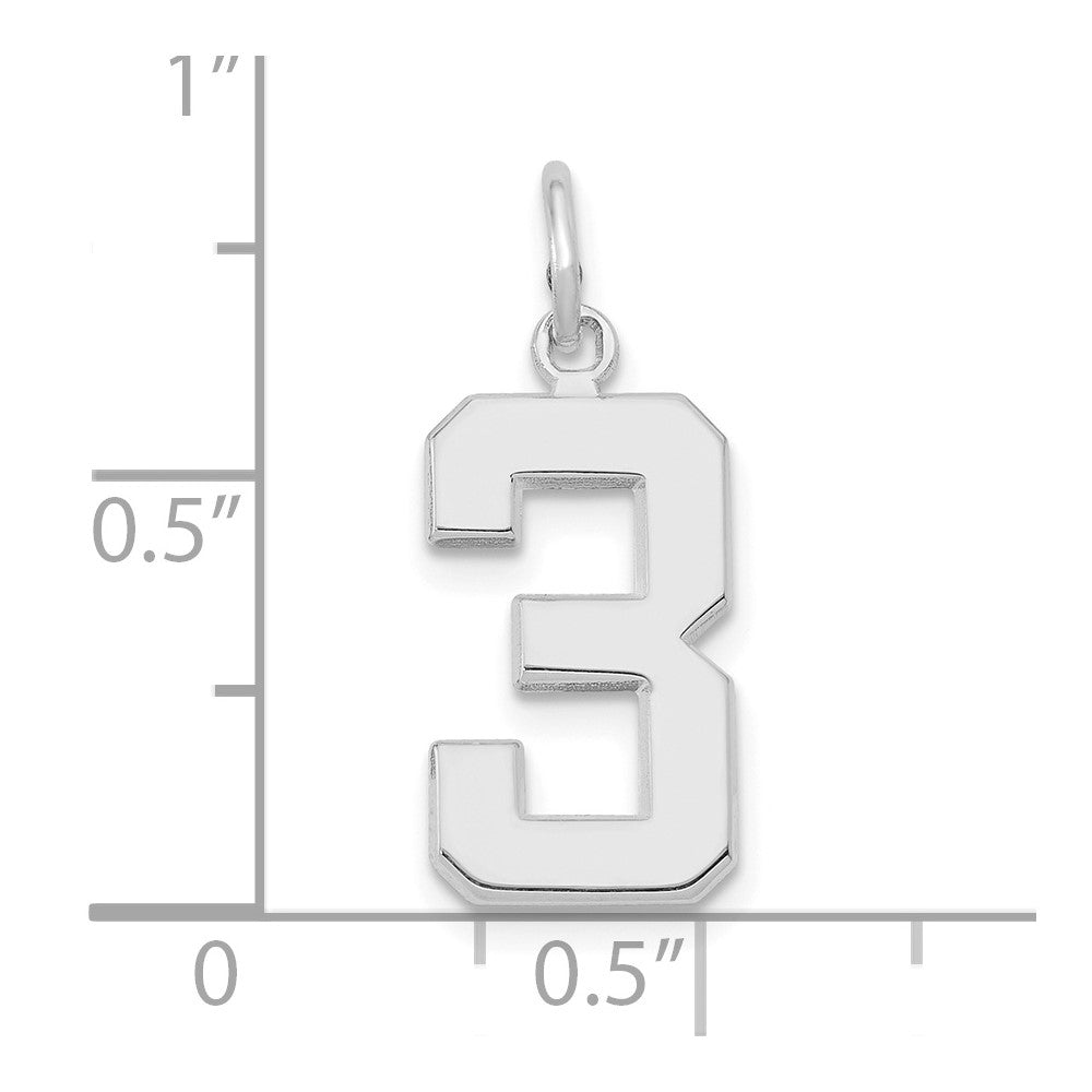 14kw Medium Polished Number 3 Charm