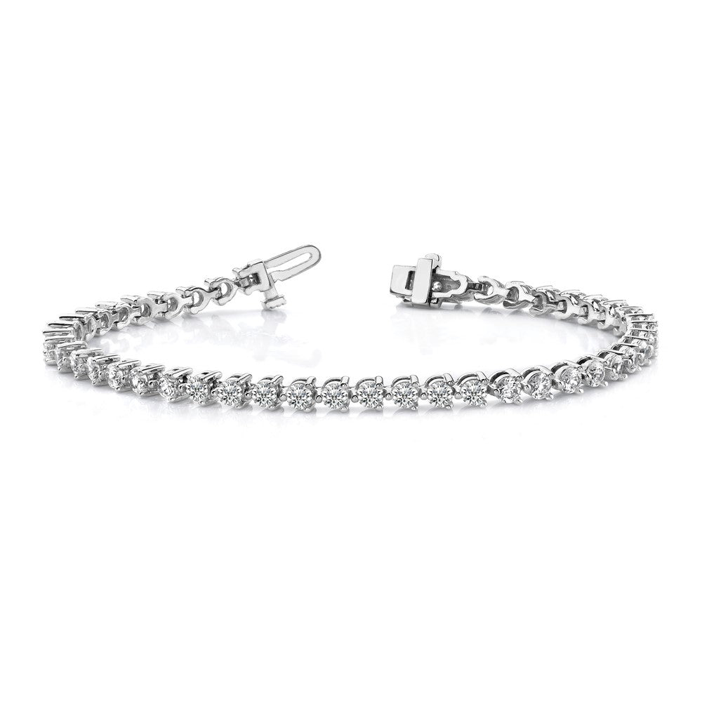 14k White Gold 2 3/8 carat Lab Grown Diamond VS/SI+ G+ Complete Tennis Bracelet