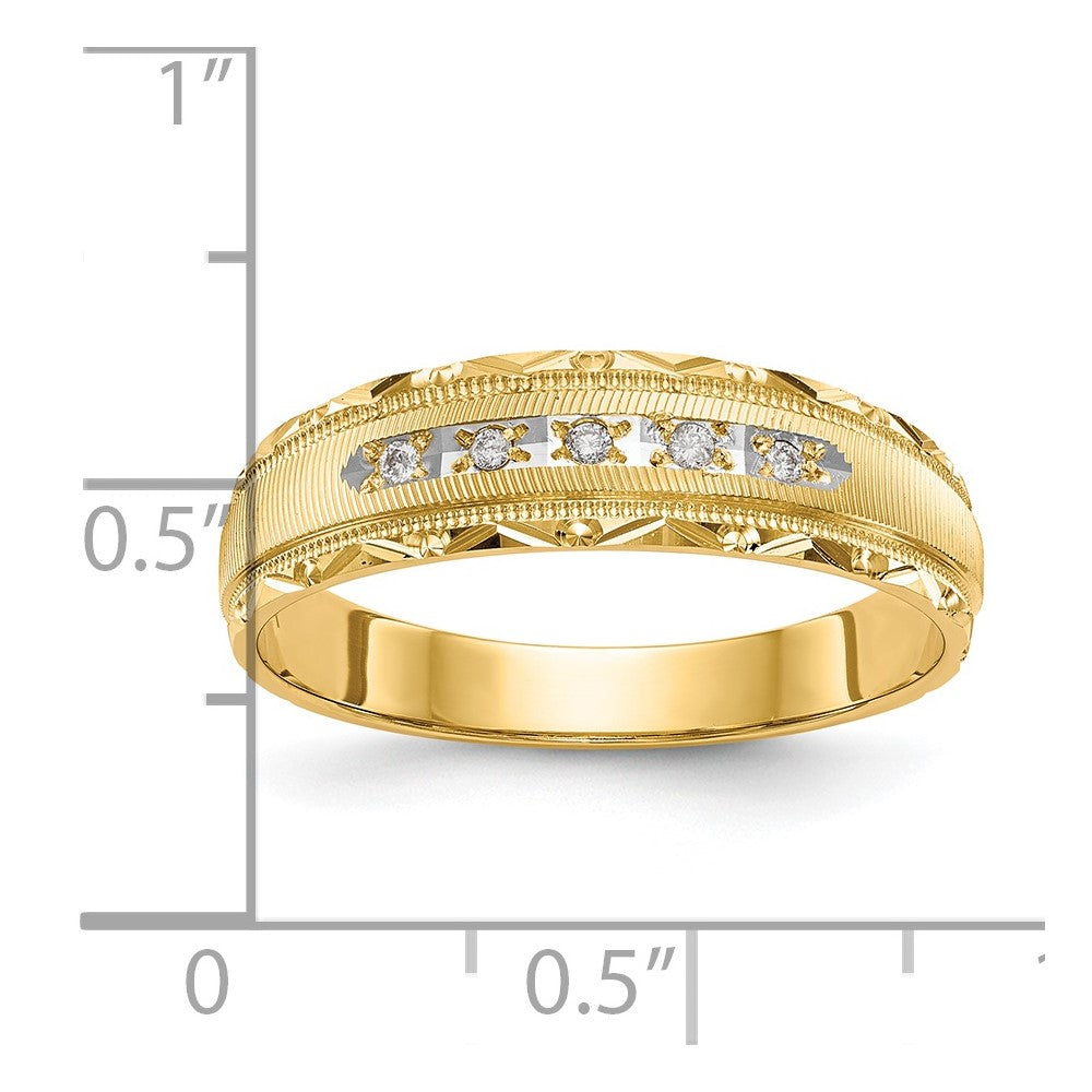 14k AA Quality 1/20 carat Diamond Trio Mens Complete Wedding Band