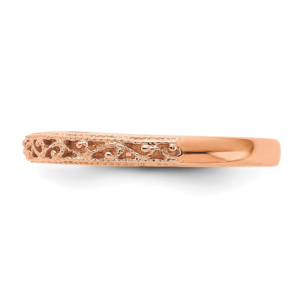 14k Rose Gold 3mm Filigree Wedding Band