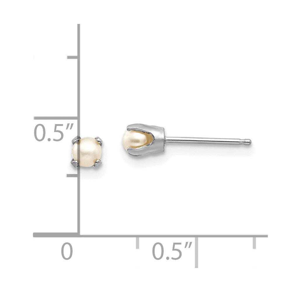 14k White Gold 3.5mm June/Freshwater Cultured Pearl Stud Earrings