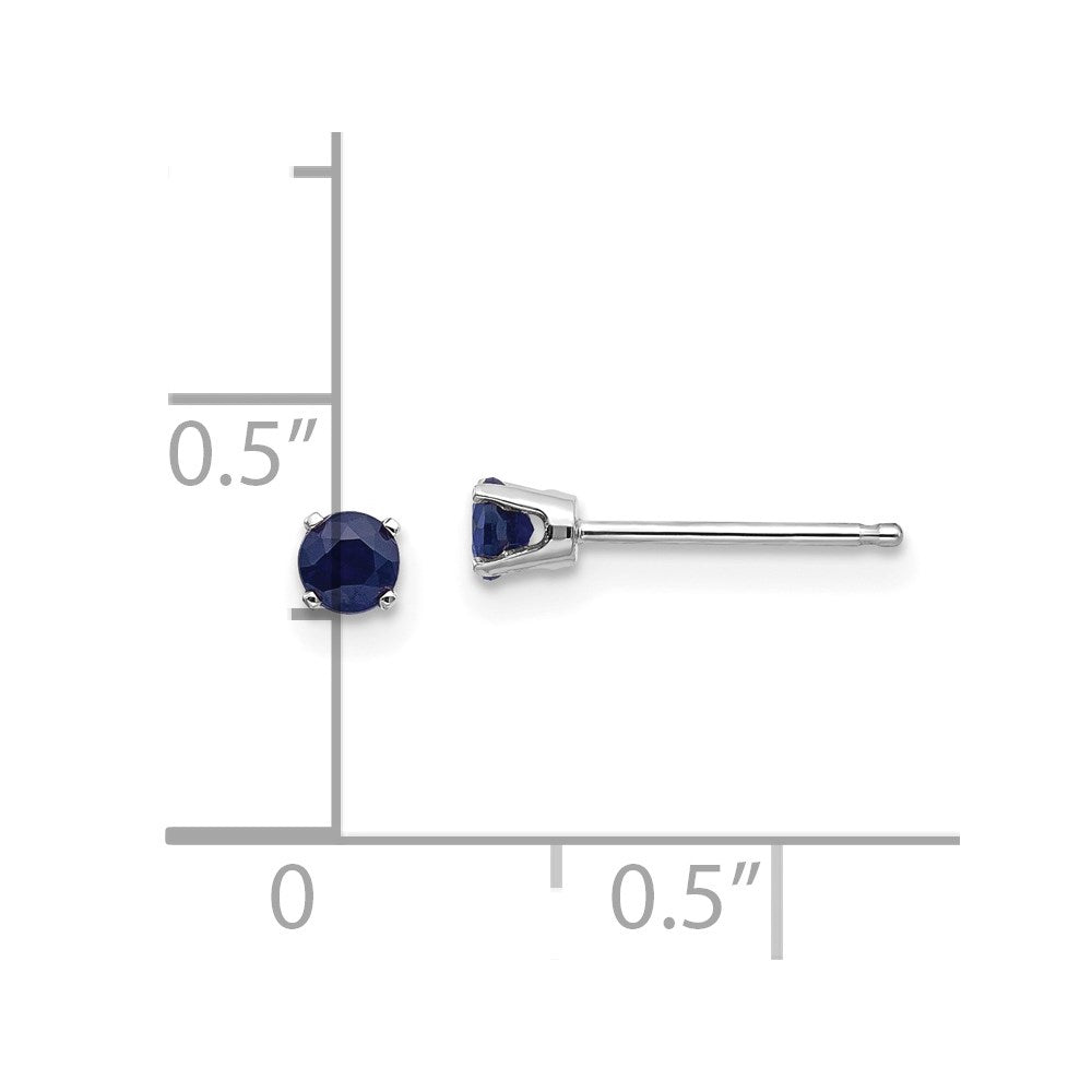 14k White Gold 3mm Round September/Sapphire Stud Earrings