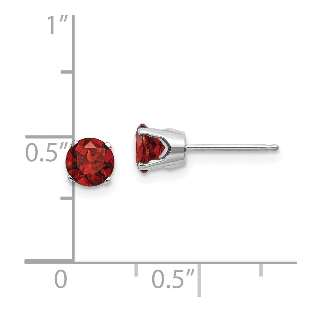 14k White Gold 5mm Round January/Garnet Stud Earrings