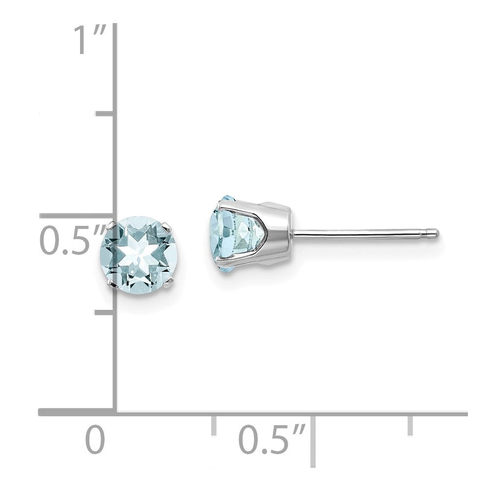 14k White Gold 5mm Round March/Aquamarine Stud Earrings