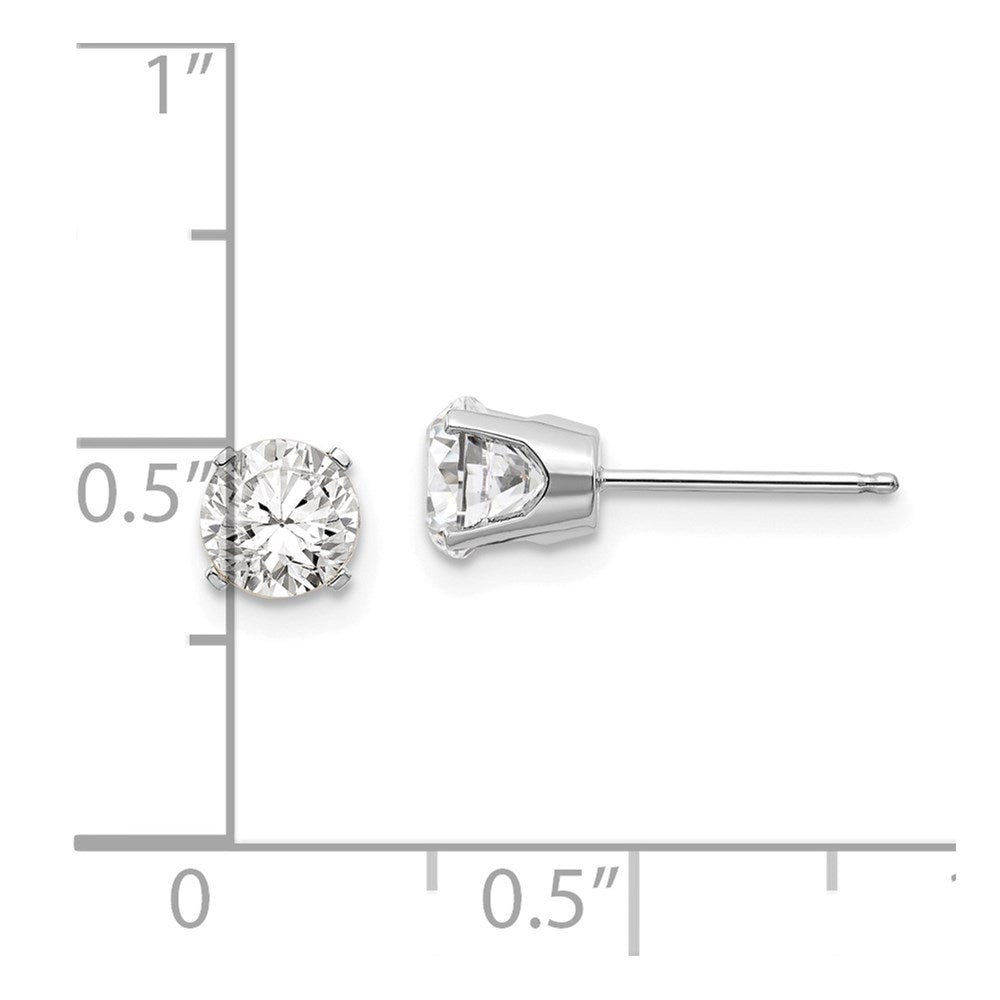 14k White Gold 5mm Round April/White Topaz Stud Earrings