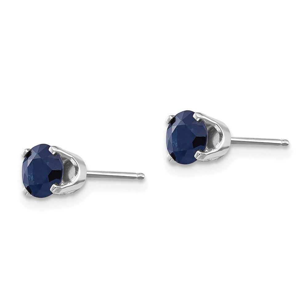 14k White Gold 5mm Round September/Natural Sapphire Stud Earrings