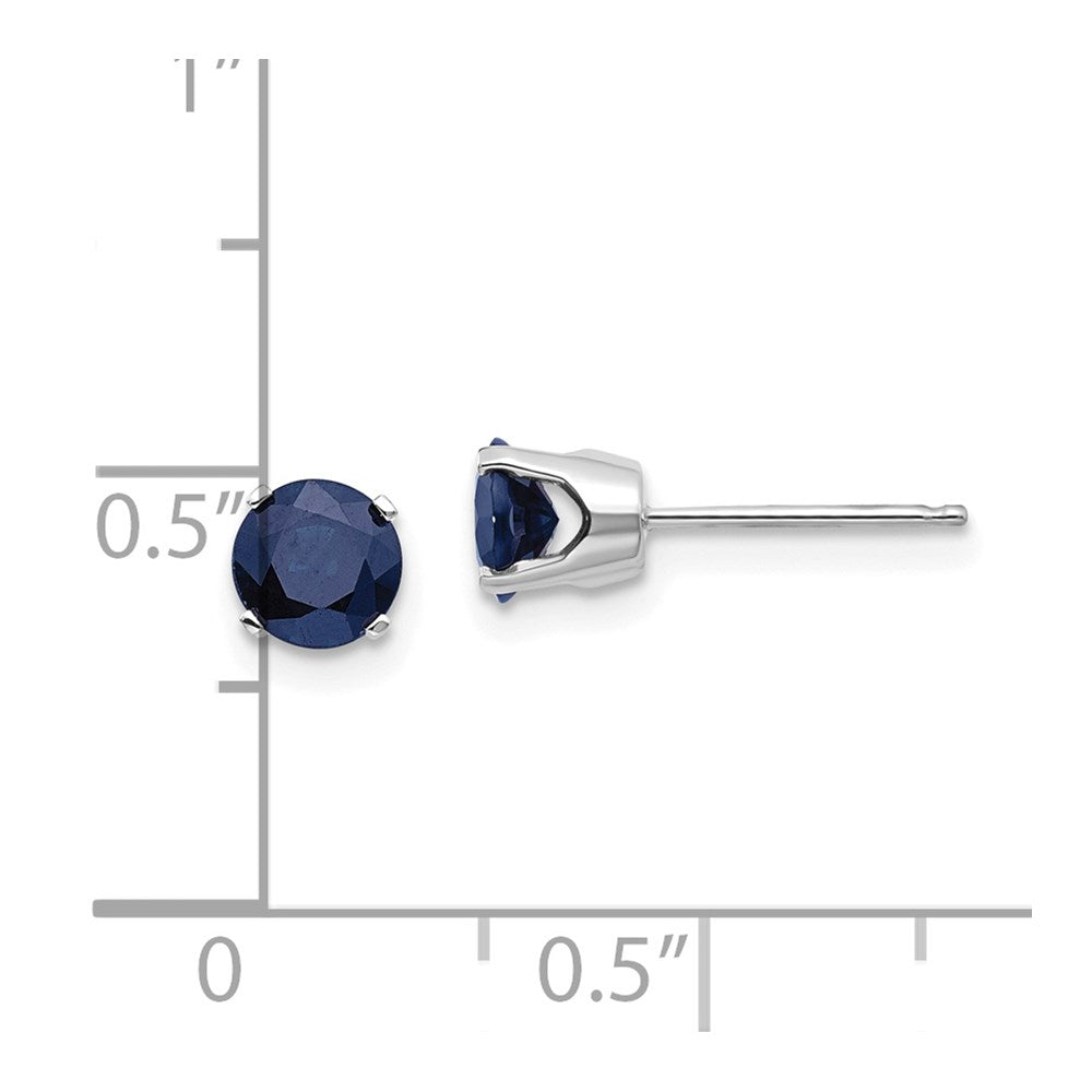 14k White Gold 5mm Round September/Natural Sapphire Stud Earrings