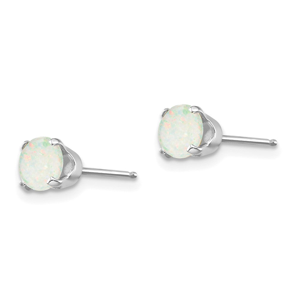 14k White Gold 5mm Round October/Opal Stud Earrings