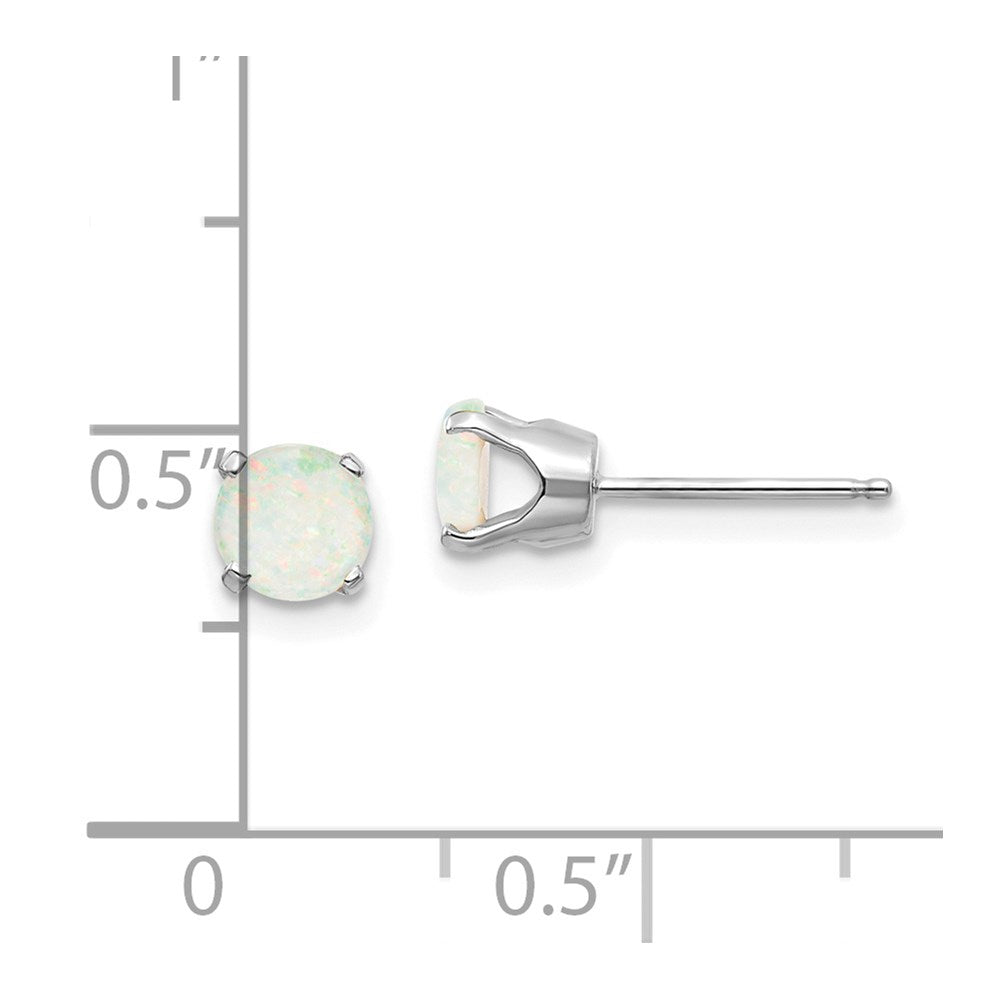 14k White Gold 5mm Round October/Opal Stud Earrings
