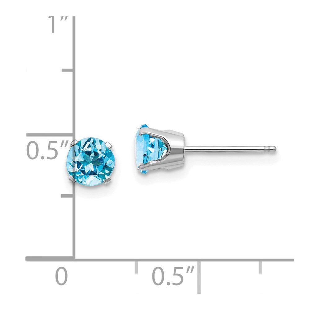 14k White Gold 5mm Round December/Blue Topaz Stud Earrings