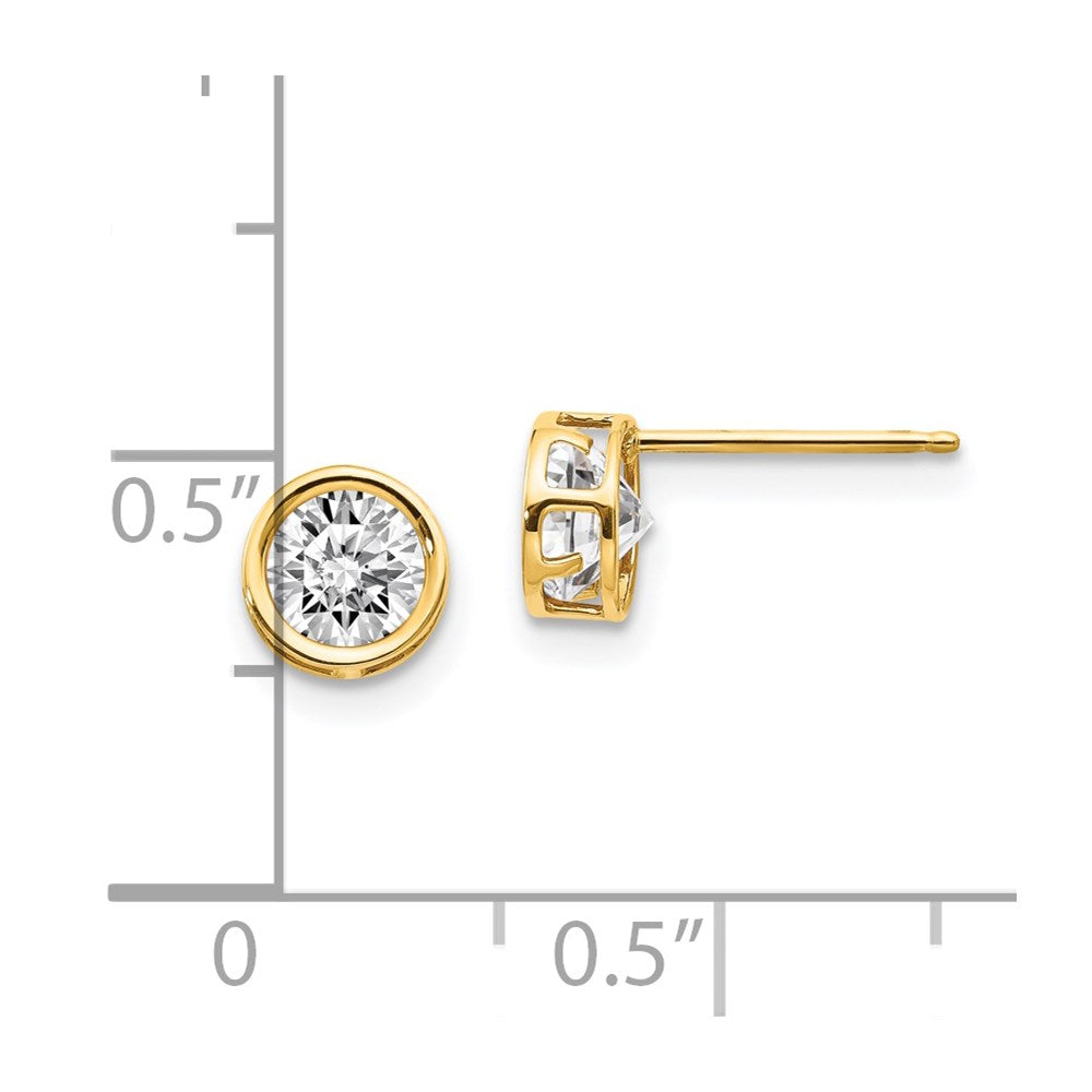 14k 5mm Round Bezel April/White Topaz Post Earrings