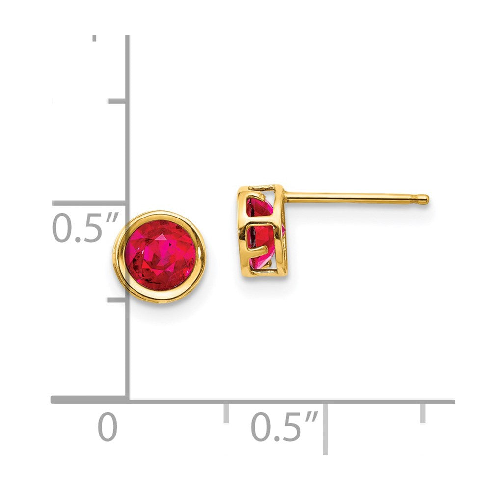 14k 5mm Round Bezel July/Ruby Post Earrings
