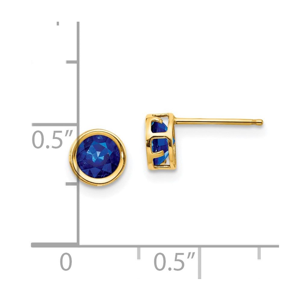 14k 5mm Round Bezel September/Sapphire Post Earrings