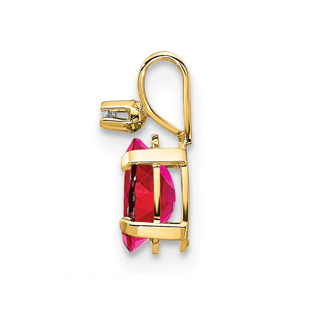 14k Diamond & Ruby Birthstone Pendant