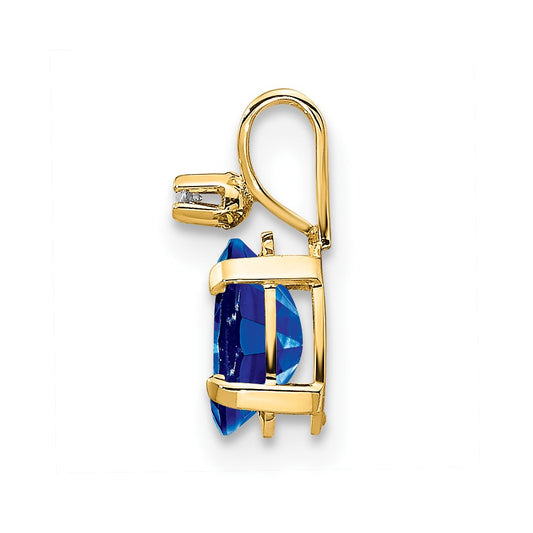 14k Diamond and 6x4 Oval September/Sapphire Birthstone Pendant