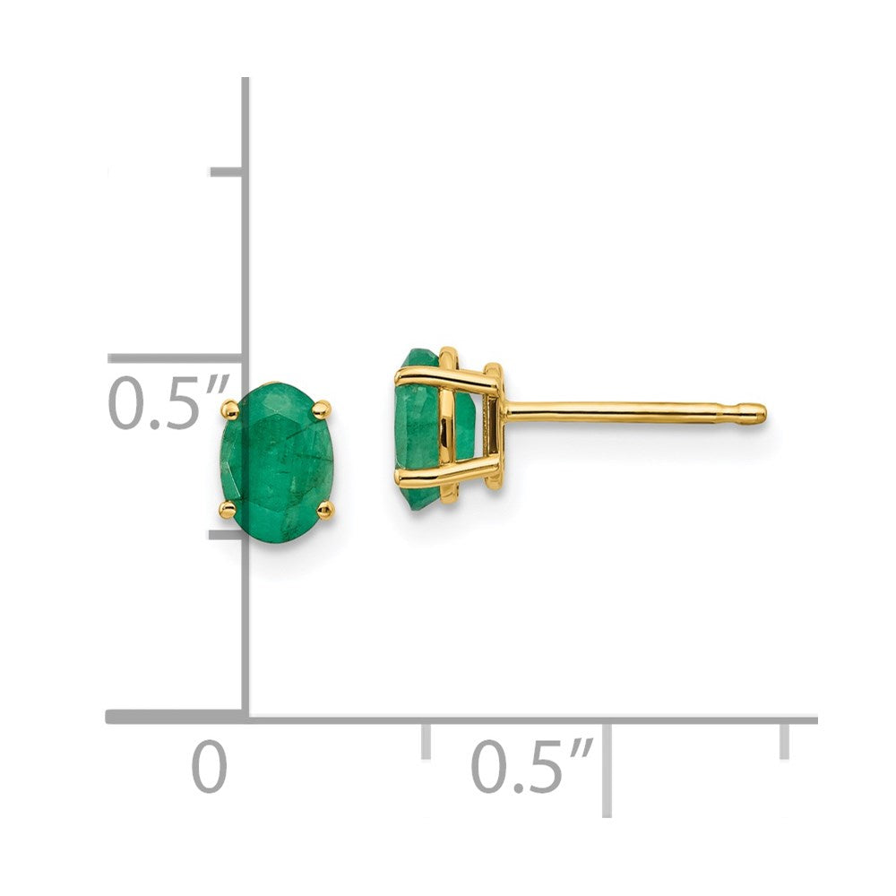 14k 6x4 Oval May/Emerald Post Earrings