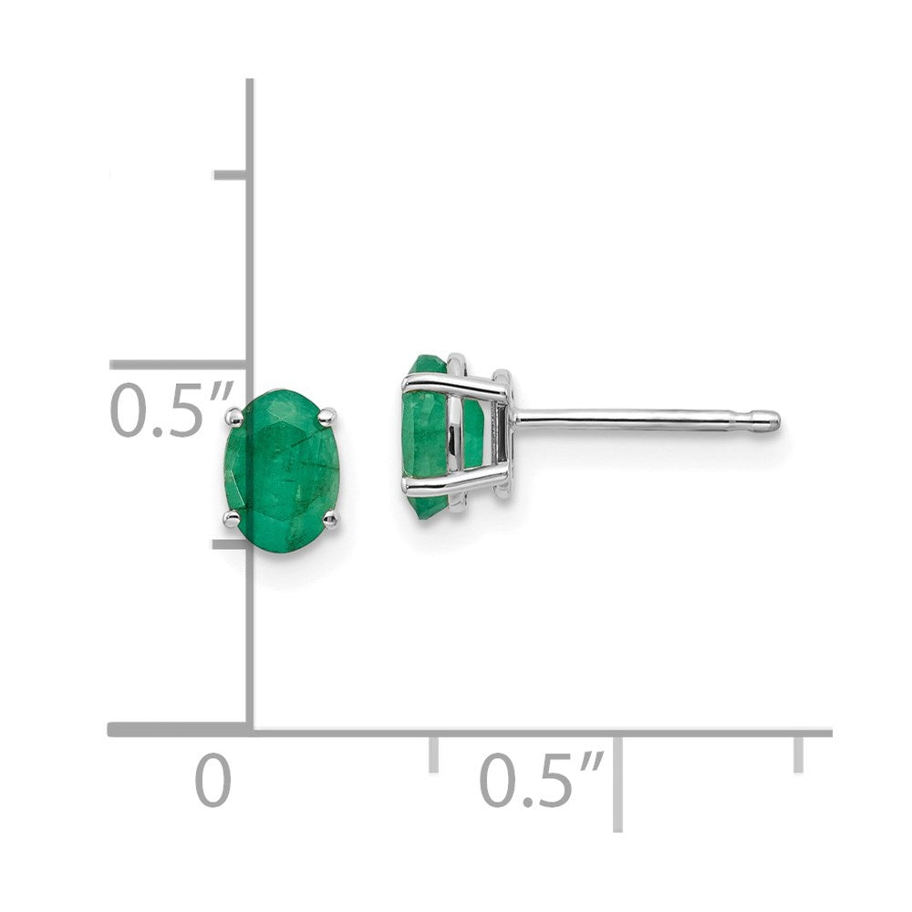 14k White Gold 6x4 Oval May/Emerald Post Earrings